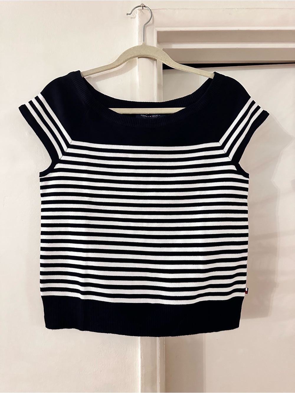 Tommy Hilfiger Dark Blue & White Striped Boatneck Tank
